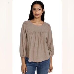 🌿 ✨ Gentle Fawn Anthropologie Taupe 3/4 Sleeve Oversized Top Sz S Like New!